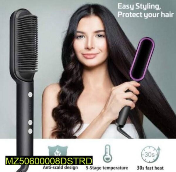 Professional Hair Straightener Brush with Ceramic Bristles - Volumize, Straighten & Style with Ease!