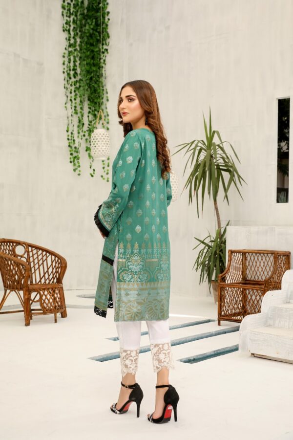 Cross Culture 4 - 1 Piece Stitched V-Neck Scallop Jamawar Kameez