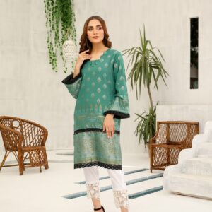 Cross Culture 4 - 1 Piece Stitched V-Neck Scallop Jamawar Kameez