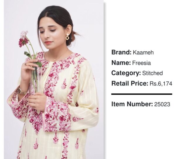 Kaameh Freesia - Hand Embroidered Yellow Lawn Suit