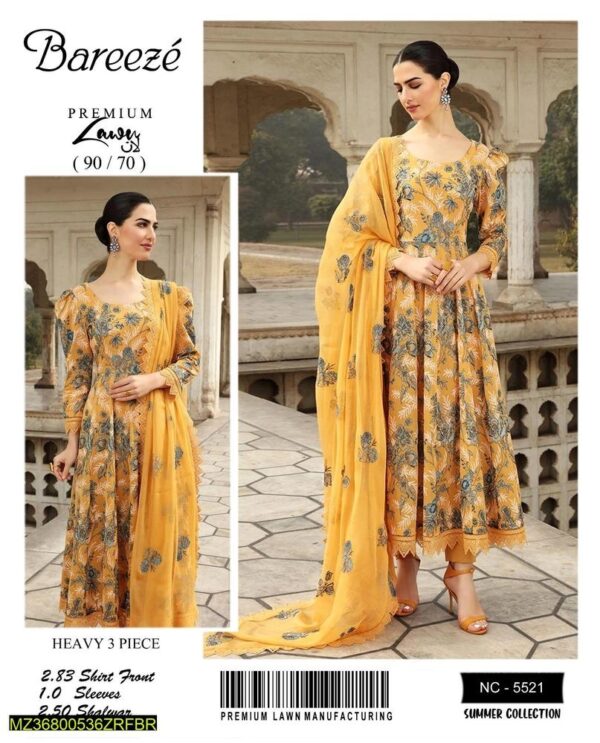 Summer Chic: 3-Piece Embroidered Lawn Suit (Unstitched) - Design Your Dream Outfit!