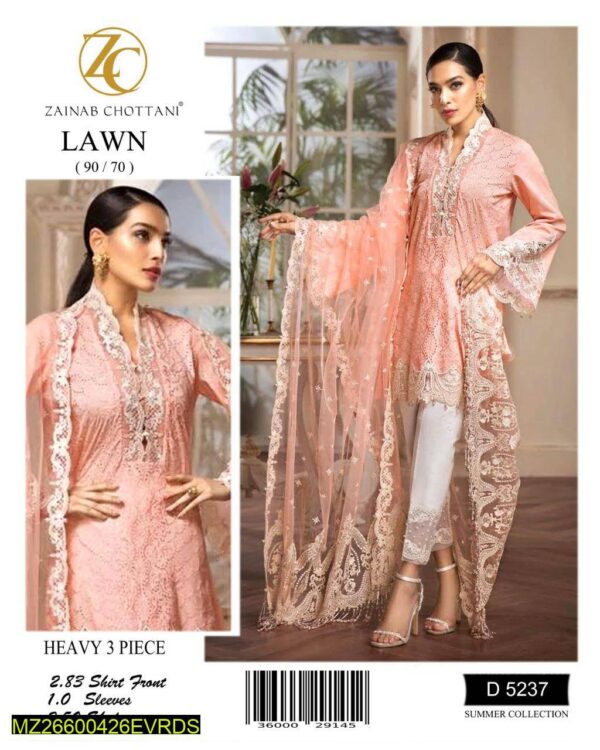 Summer Elegance: 3-Piece Embroidered Lawn Suit (Unstitched) - Shirt, Daman & Dupatta!**