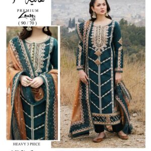 Design Your Dreams: 3-Piece Unstitched Embroidered Lawn Suit with Chiffon Dupatta (Summer Chic!)**